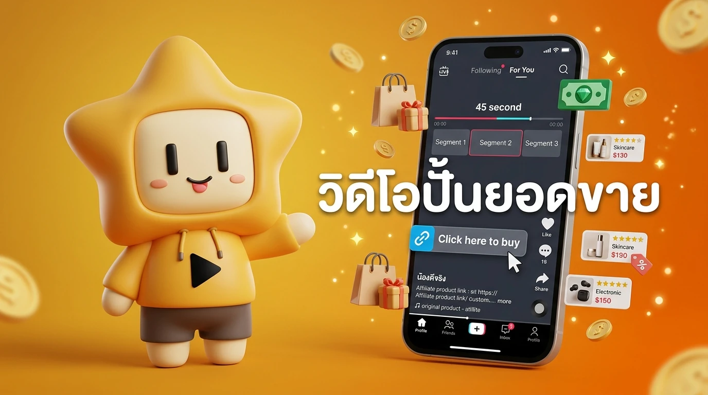 Screenshot mockup of a 45-second TikTok video layout optimized for Affiliate conversion