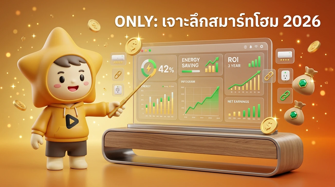 A futuristic 2026 smart home dashboard showing energy savings and ROI visualization