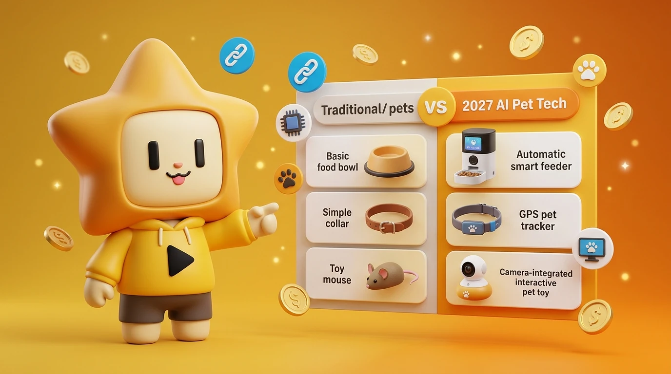 Comparison table showing traditional pet products vs. 2027 AI Pet Tech products