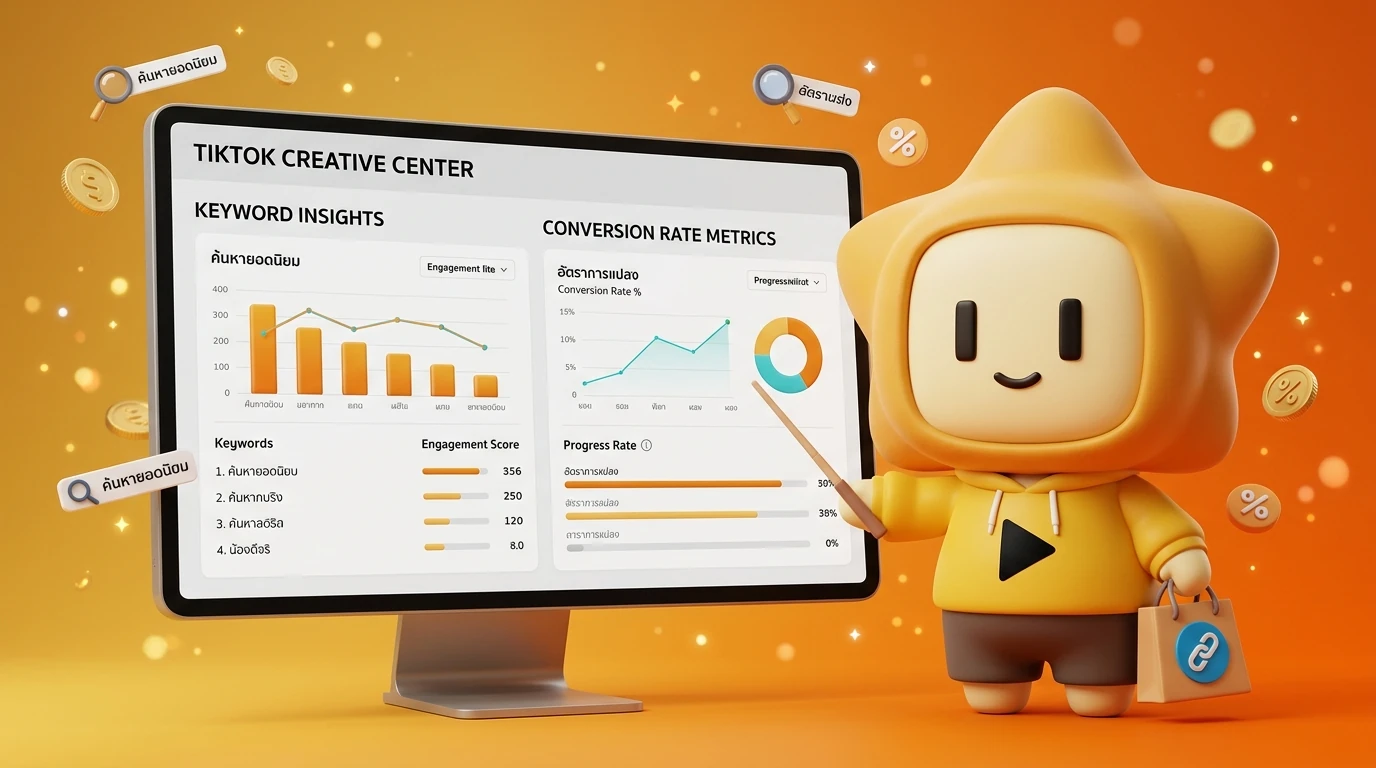 Screenshot mockup of TikTok Creative Center dashboard highlighting Keyword Insights and Conversion Rate metrics
