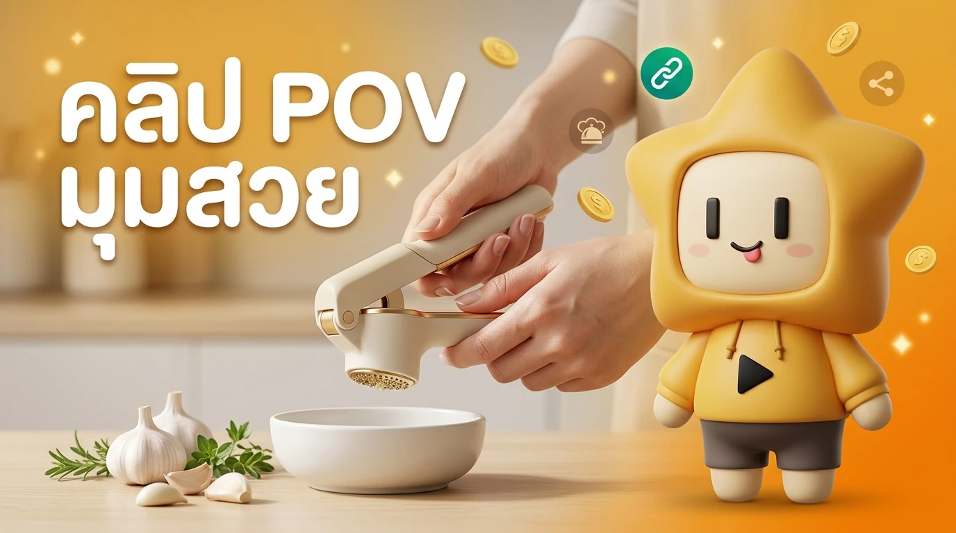 High-quality POV close-up shot of hands using an aesthetic kitchen gadget with soft lighting and minimalist design