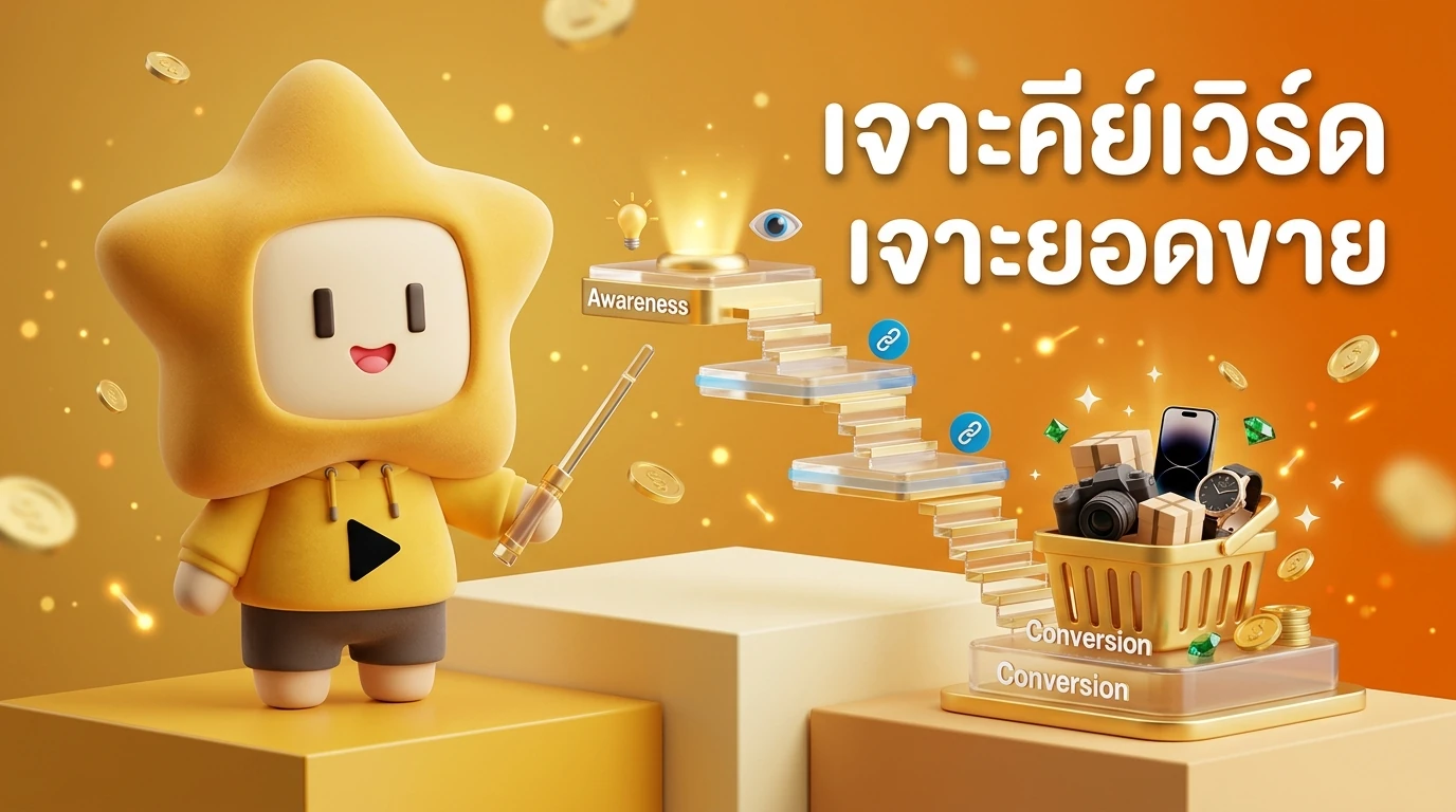 Infographic showing SEO keyword hierarchy for high-ticket products from Awareness to Conversion