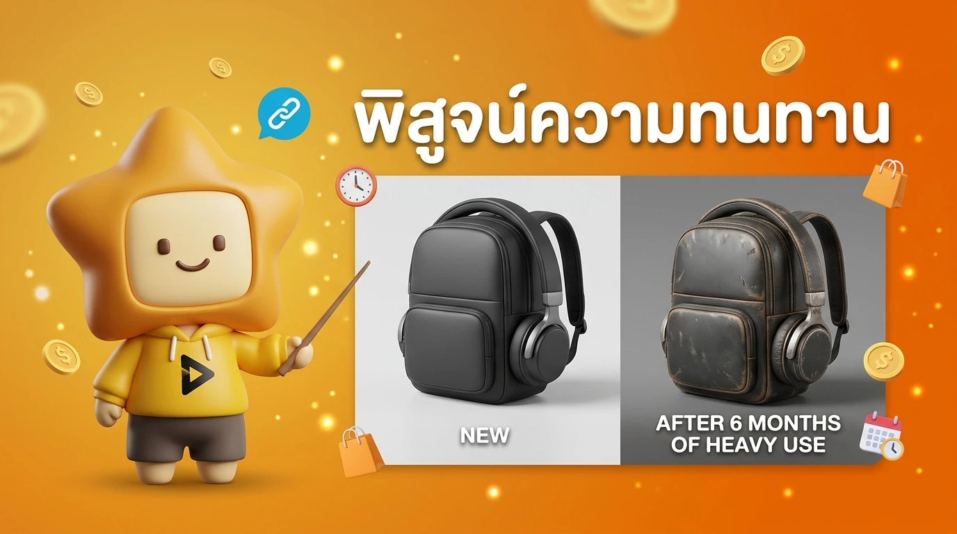 Comparison collage showing a product when new vs. after 6 months of heavy use to show durability