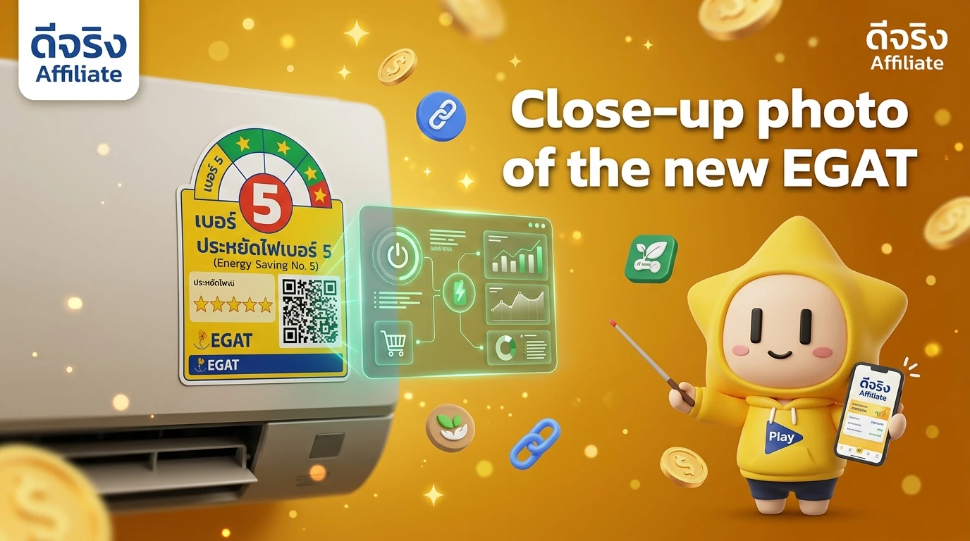 Close-up photo of the new EGAT Label No. 5 with 5 stars and QR code showing digital data interface