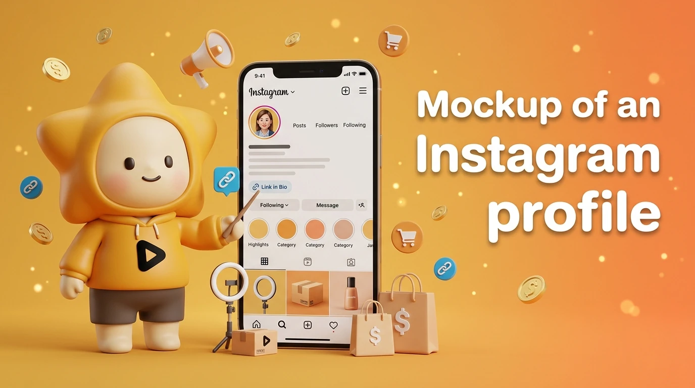 Mockup of an Instagram profile with organized Highlights and a clear Link in Bio for Affiliate products