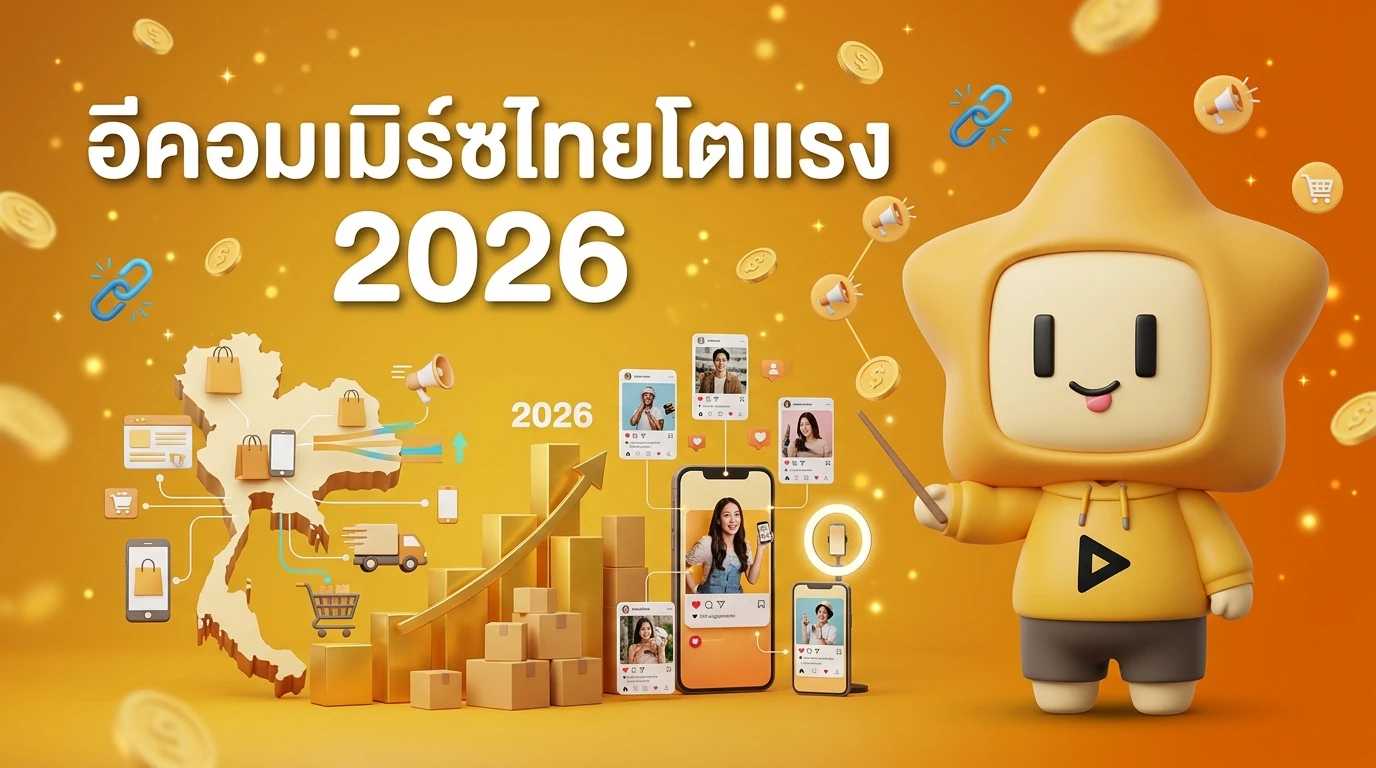 Infographic showing Thailand's E-commerce market growth in 2026 and the rise of Micro-influencers