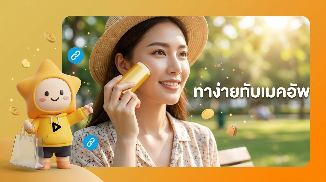 A person applying a sunscreen stick over makeup while outside in the sun, showing how easy and clean it is