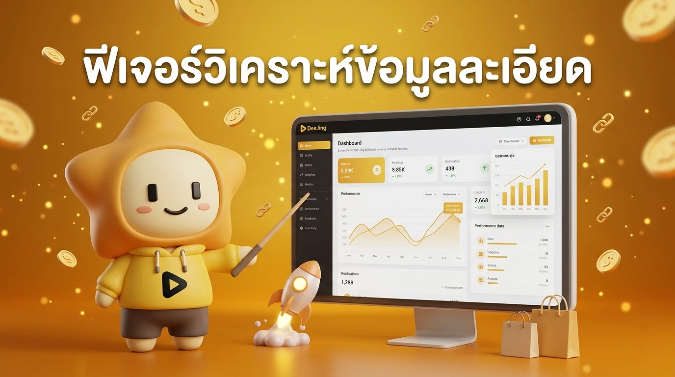 Screenshot of Dee Jing Affiliate dashboard showing analytics features