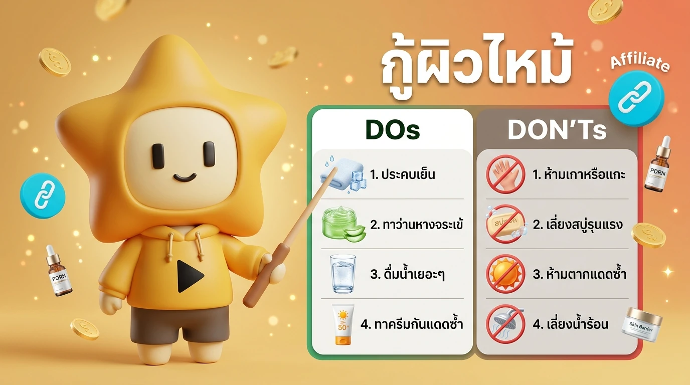 A "DOs and DON'Ts" chart for sunburnt skin recovery