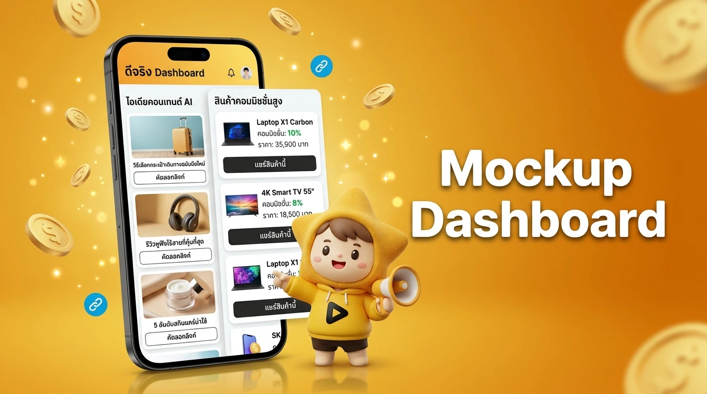 Mockup of a mobile app dashboard showing AI-generated content ideas and a list of high-commission products for an affiliate marketer