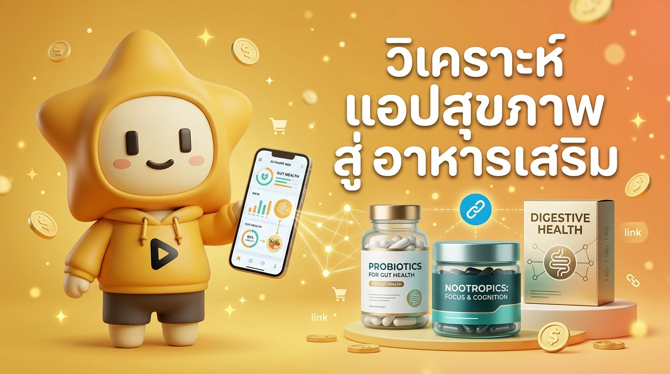 Infographic showing the connection between AI health apps and functional food products like probiotics and nootropics