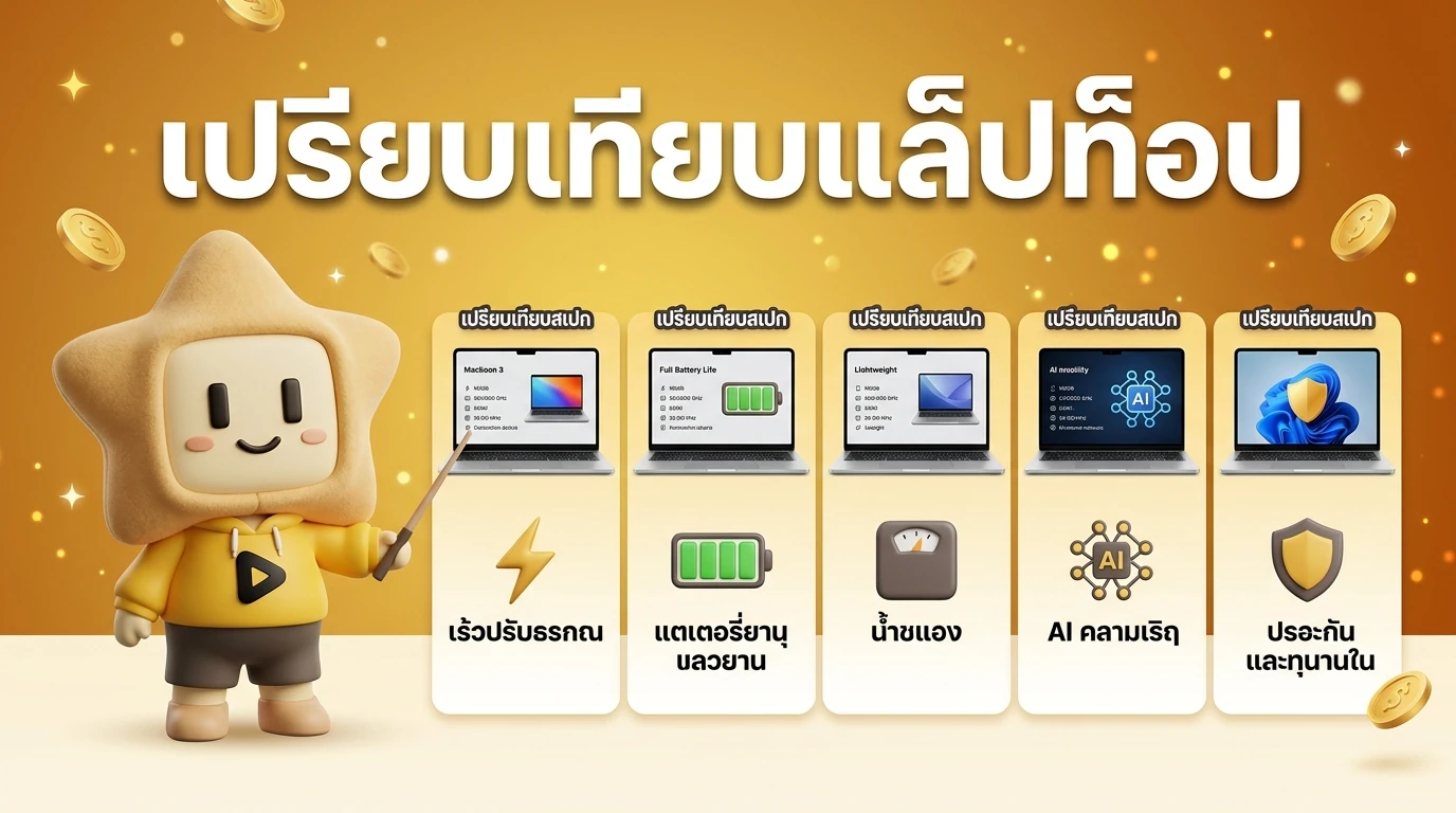 ตารางเปรียบเทียบ AI PC 5 รุ่นยอดฮิต