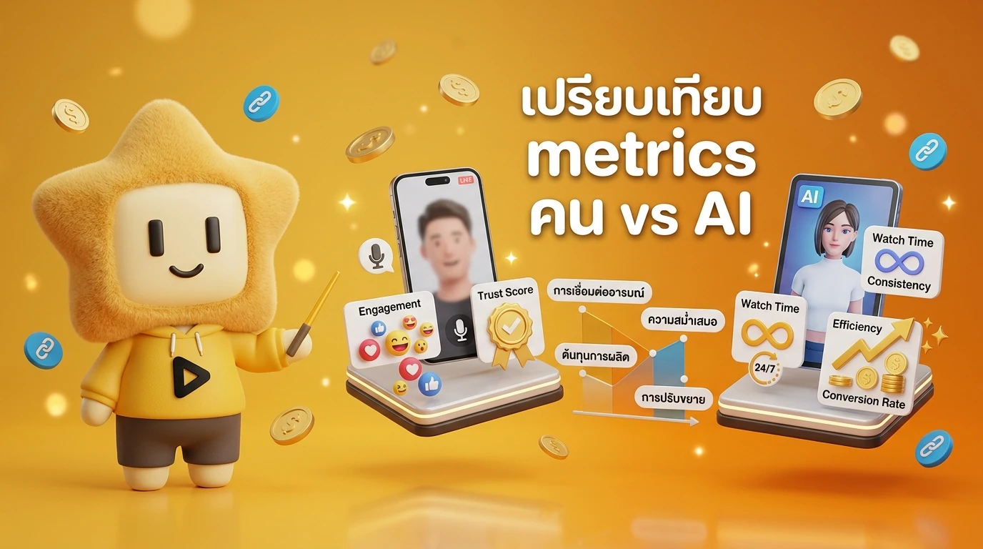 Comparison chart between Human Livestreaming vs AI Influencer Livestreaming performance metrics