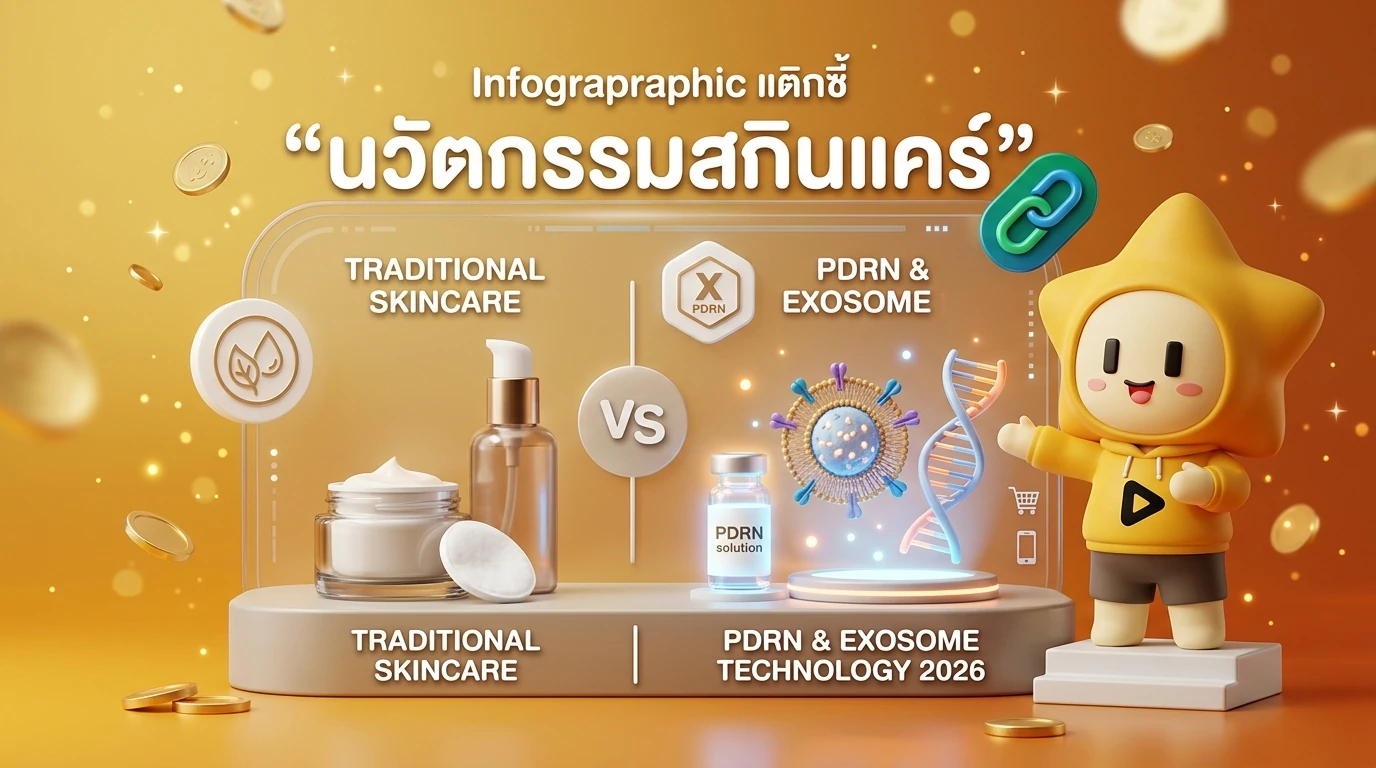 Infographic comparing traditional skincare vs. PDRN & Exosome technology in 2026