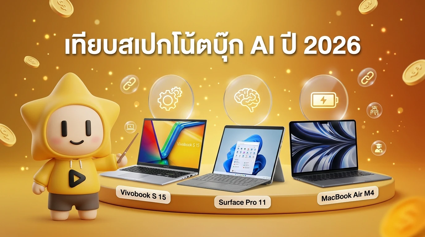 Comparison table or collage showing ASUS Vivobook S 15, Microsoft Surface Pro 11, and MacBook Air M4
