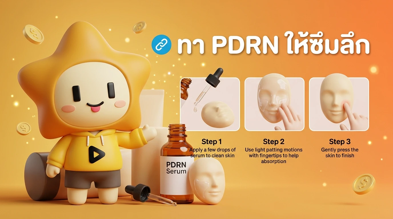 Step-by-step infographic showing how to apply PDRN serum for maximum absorption