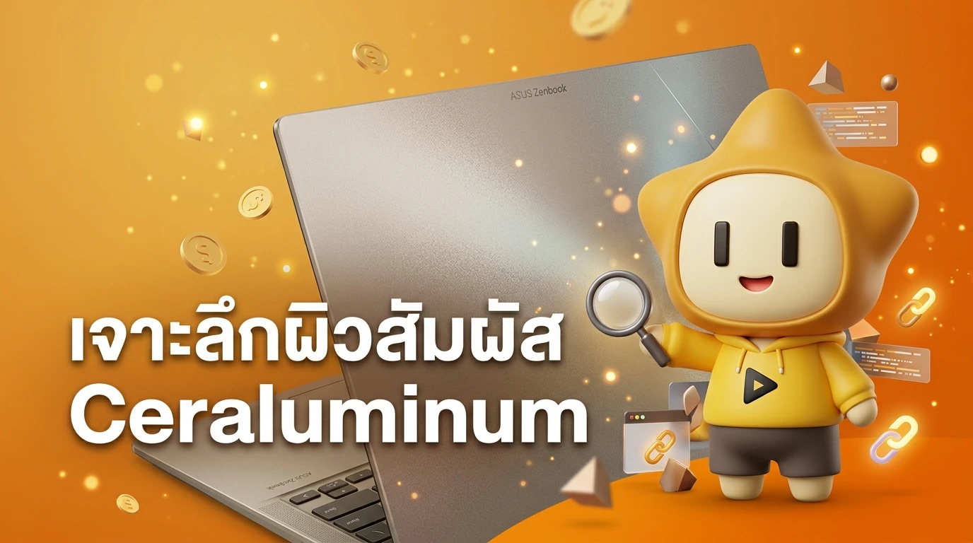 Close-up of Ceraluminum material on ASUS Zenbook S 16 showing its unique texture
