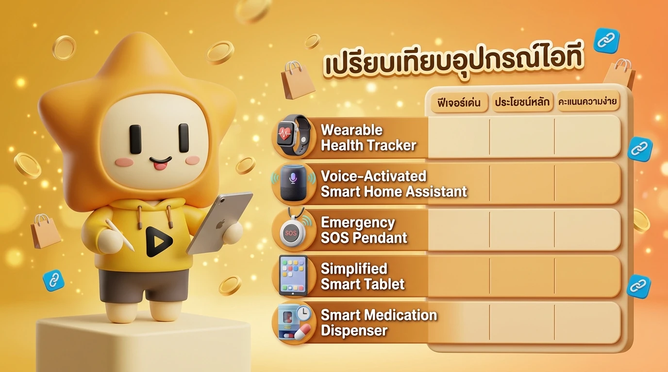 Comparison table graphic with icons for each gadget category for 2026