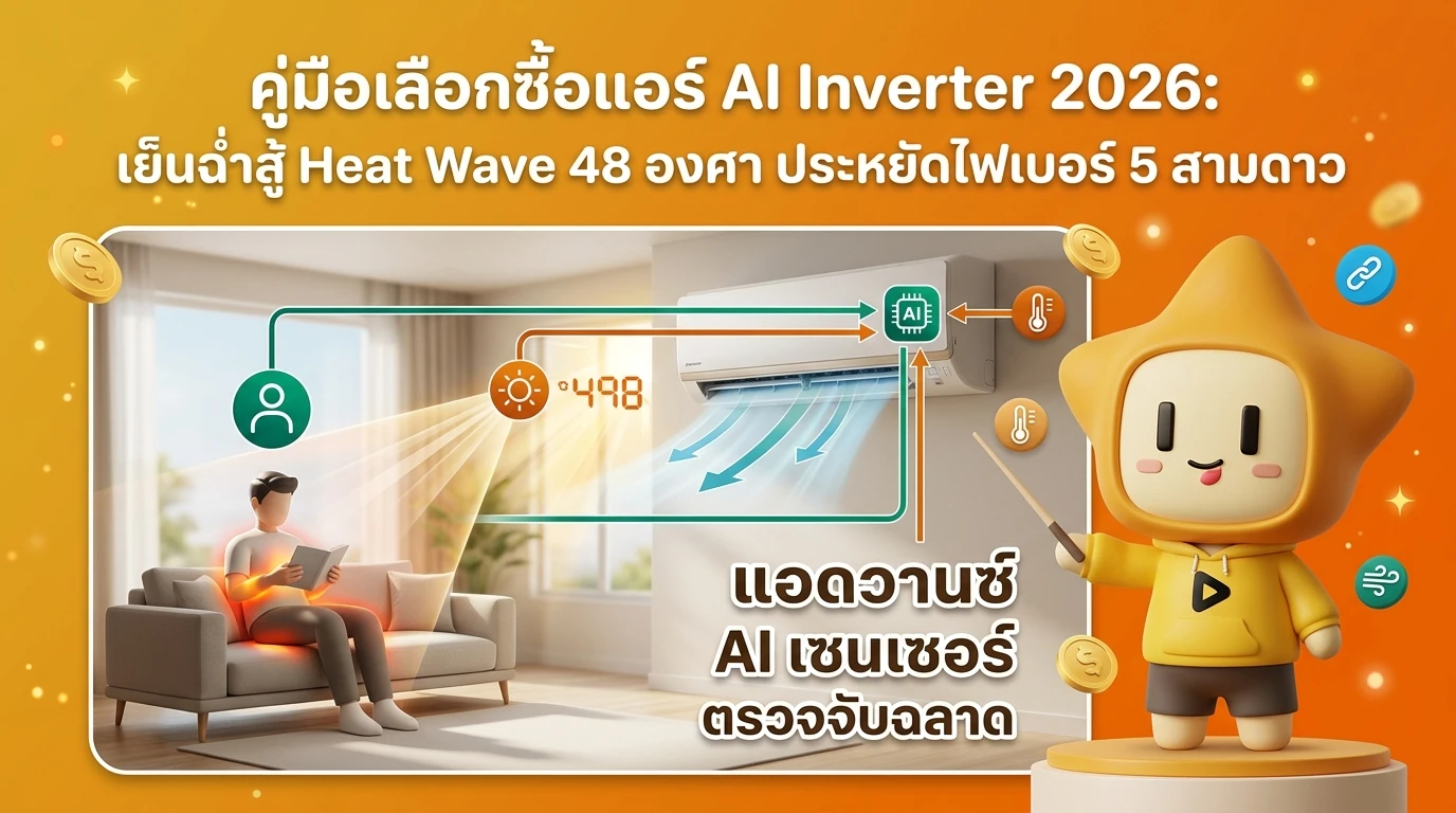 Diagram showing how AI sensors detect people and sunlight in a room for optimized cooling