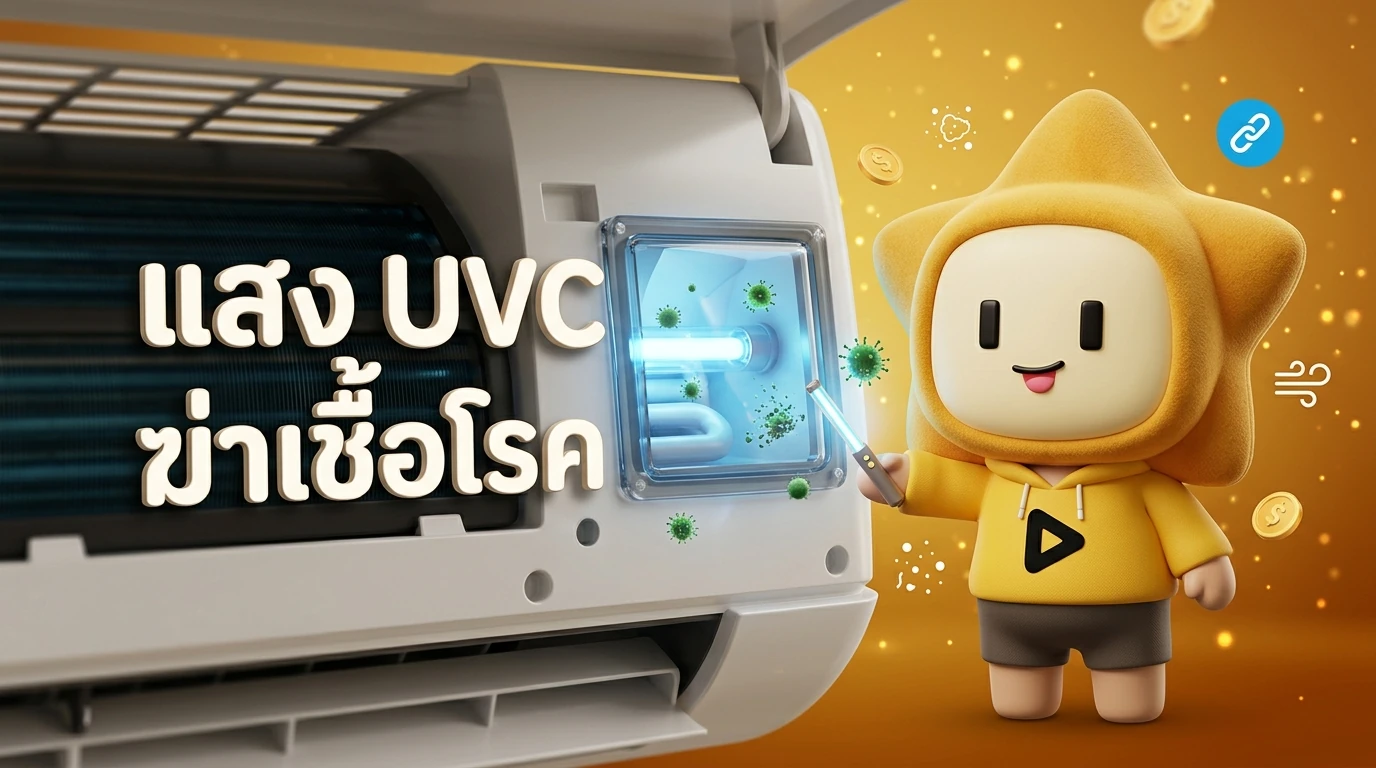 Close-up photo showing UVC light inside an air conditioner unit for sterilization