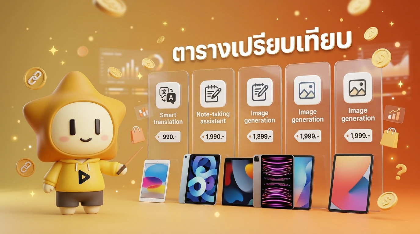 ตารางเปรียบเทียบแท็บเล็ต AI 2026