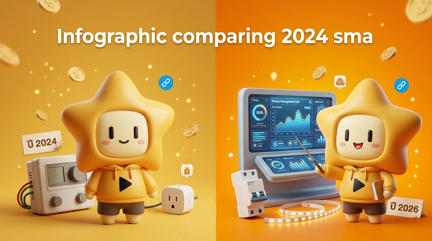 Infographic comparing 2024 smart home vs 2026 AI smart home energy consumption