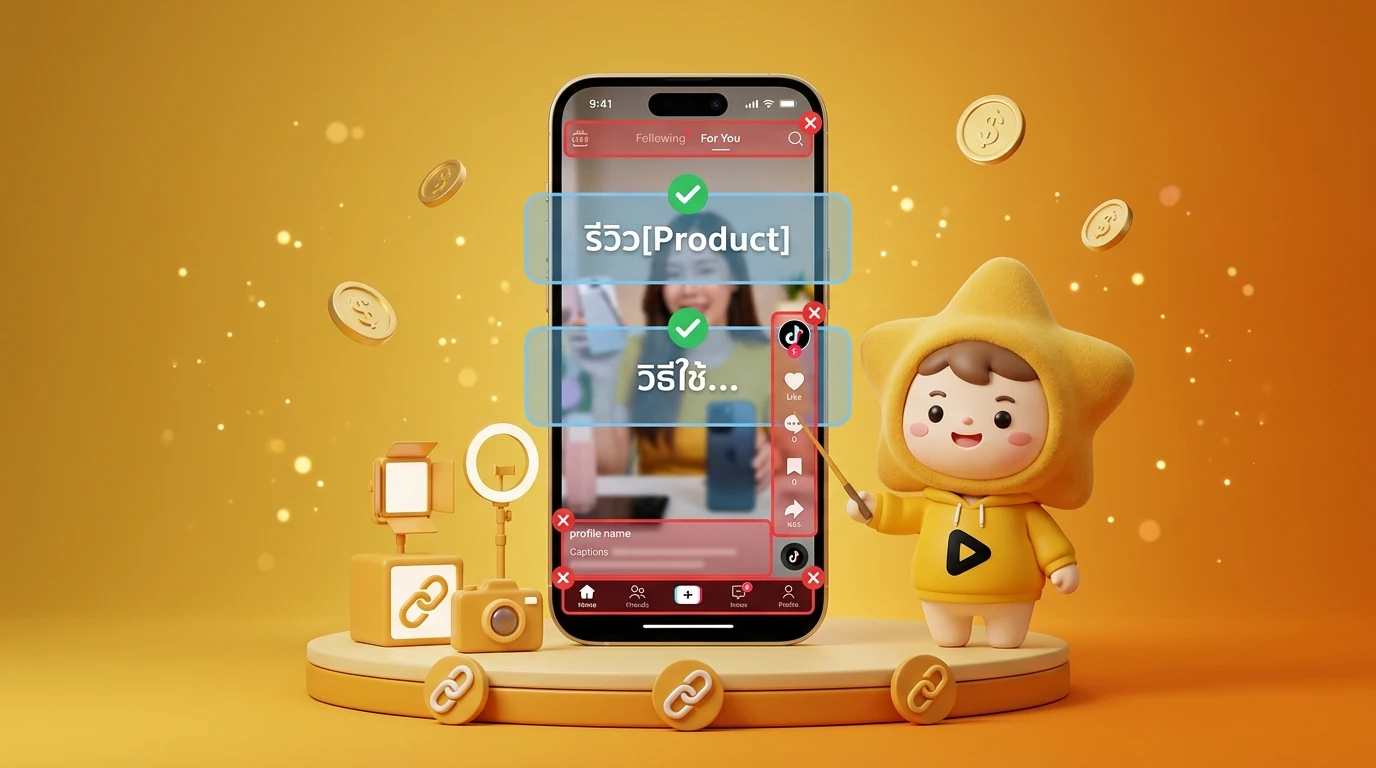 A mockup showing the correct placement of Text on Screen for TikTok SEO in 2026, avoiding UI elements