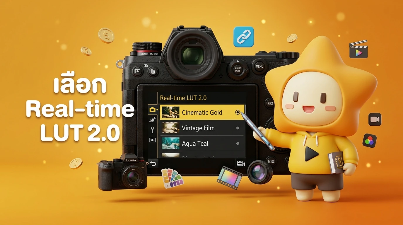 Screenshot of Panasonic Lumix S9 dashboard showing Real-time LUT 2.0 selection interface