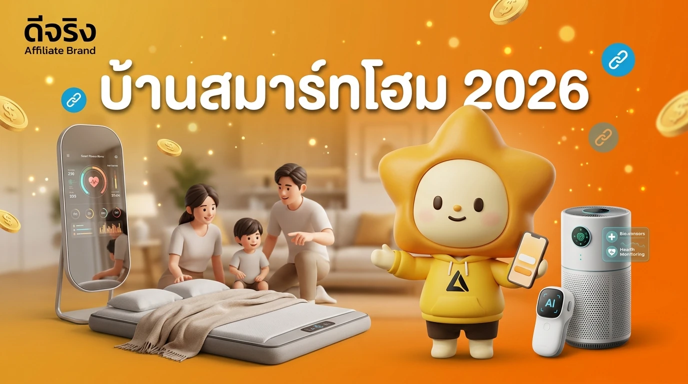 บรรยากาศบ้านอัจฉริยะยุค 2026 ที่เต็มไปด้วยอุปกรณ์สุขภาพ AI