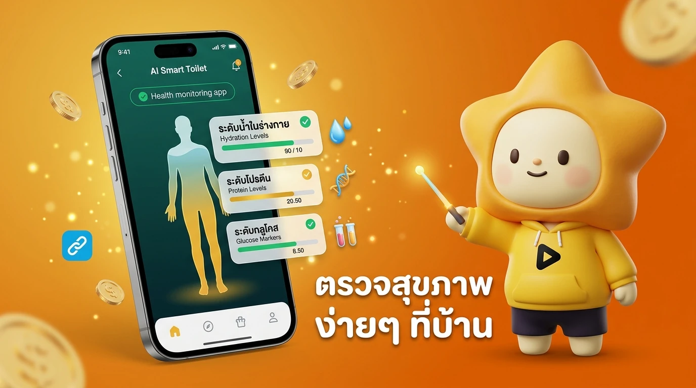 อินเทอร์เฟซบนมือถือของส้วมอัจฉริยะ AI บอกระดับค่าน้ำตาลและวิตามิน