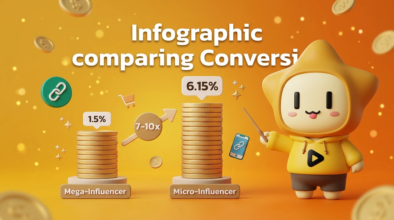Infographic comparing Conversion Rates between Mega-Influencers and Micro-Influencers in 2027, showing the 7-10x difference.