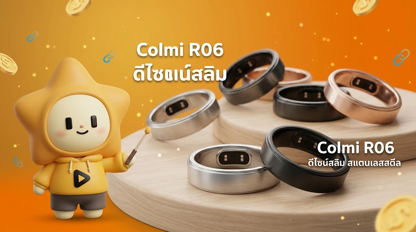 Close-up of Colmi R06 Smart Ring in various metallic colors like silver and black, showing its slim stainless steel design