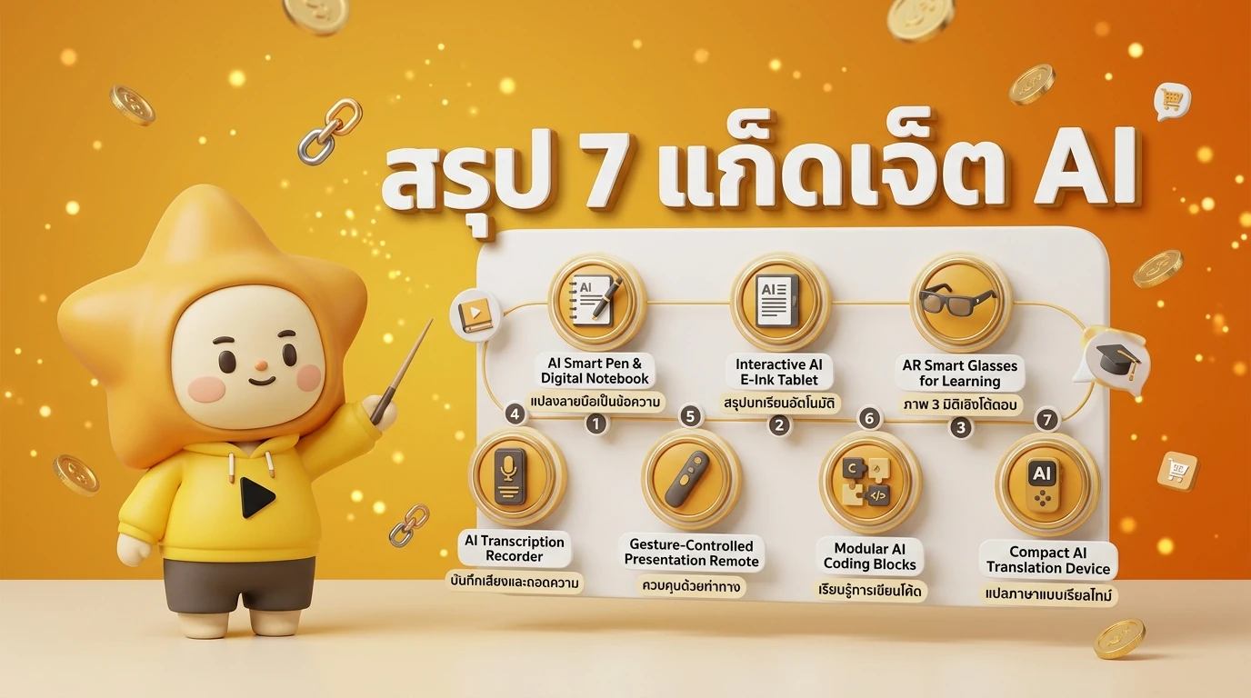 Infographic chart summarizing the 7 gadgets with icons and key benefits