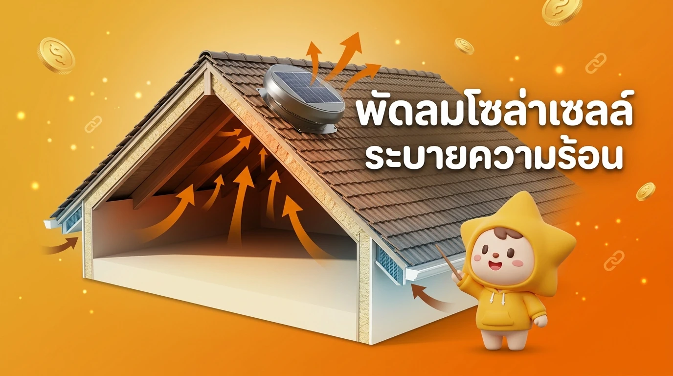 Detailed illustration of how a Solar Attic Fan extracts hot air from the roof space to cool down the house
