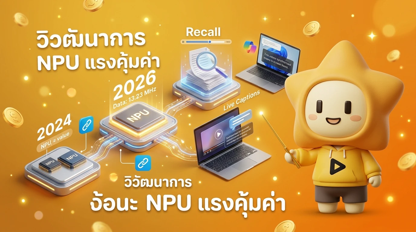 Infographic showing the evolution of NPU power from 2024 to 2026 and key Copilot+ features like Recall and Live Captions