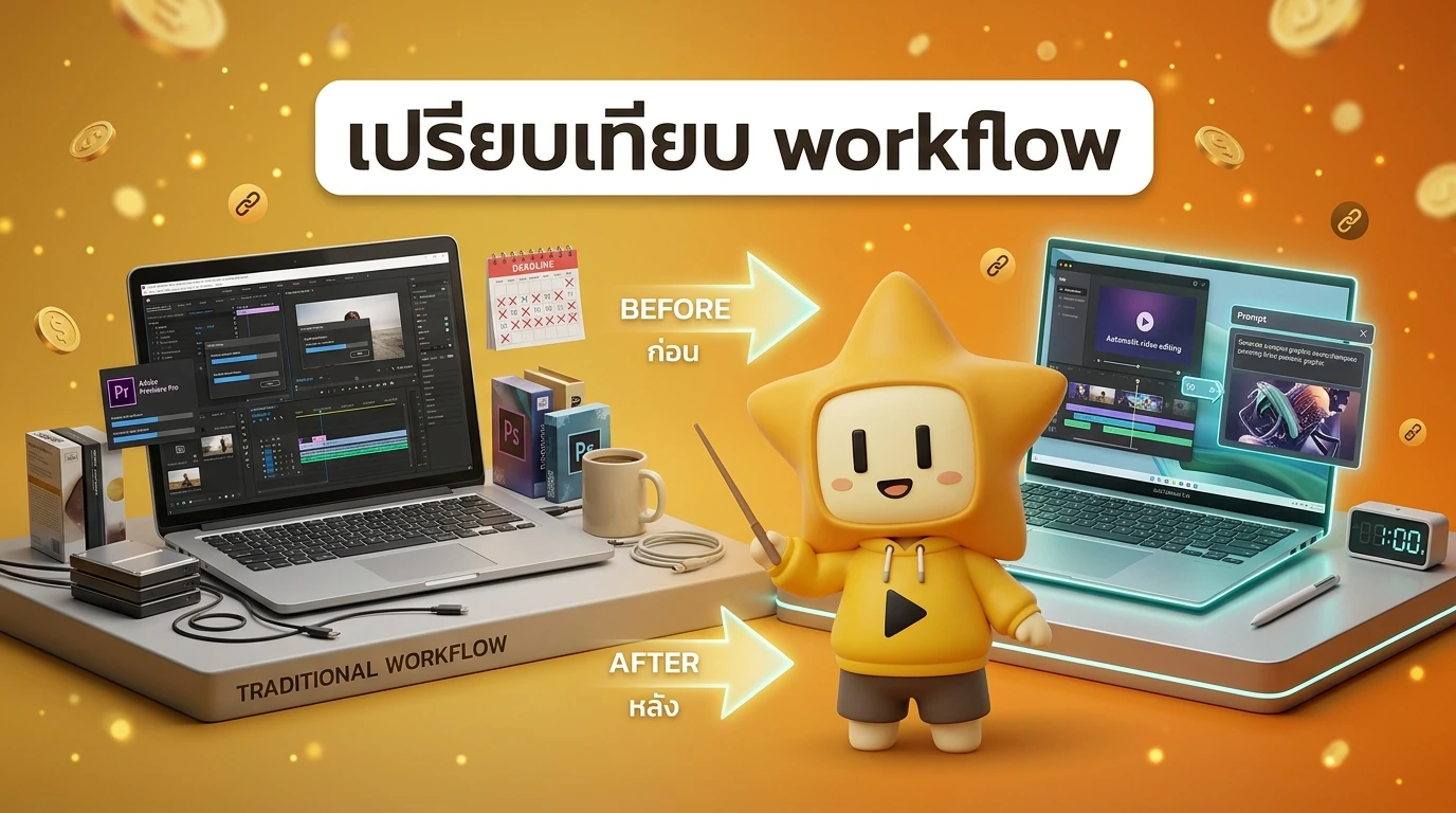 Comparison infographic showing the workflow difference between traditional PC vs 2026 AI PC for creative students