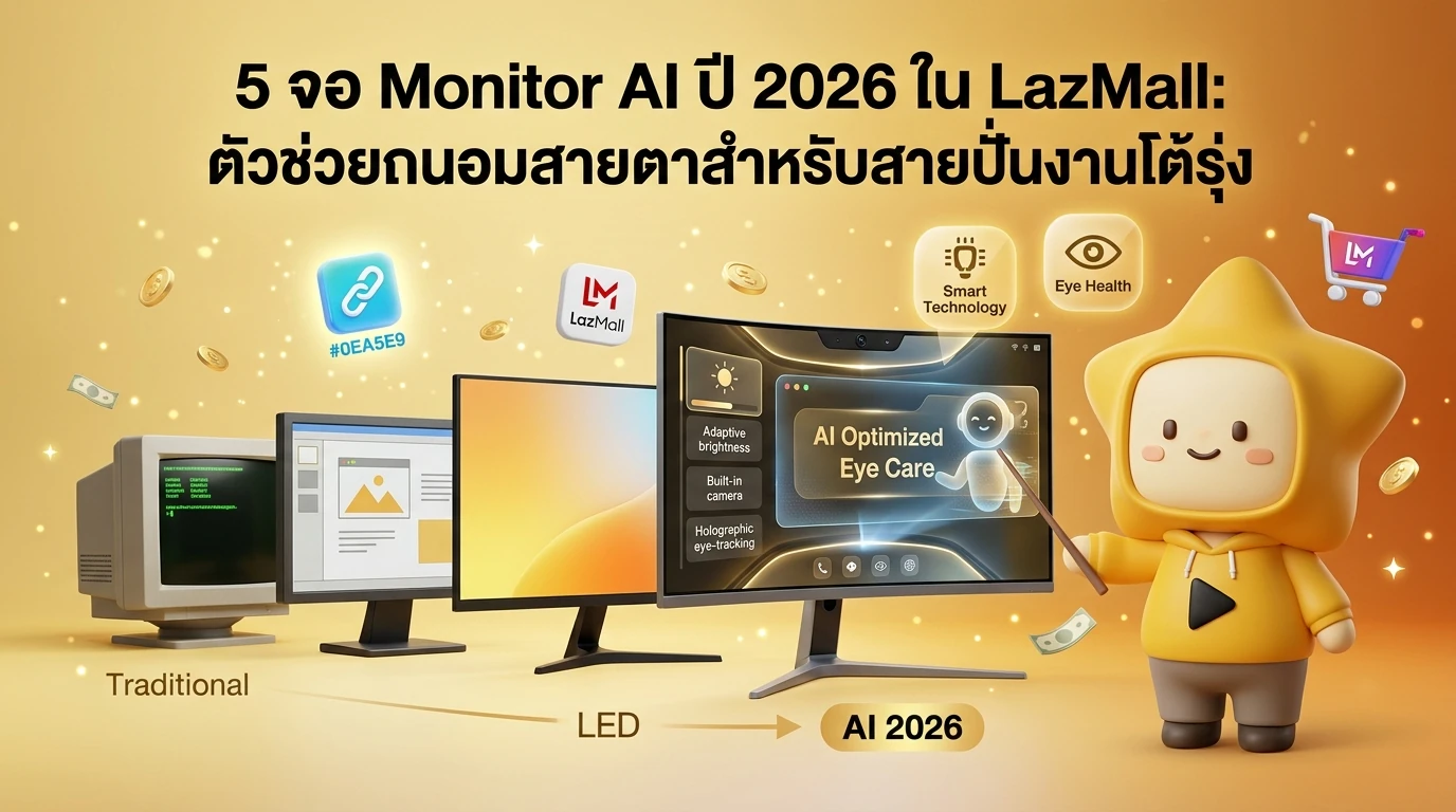 Infographic showing the evolution of computer monitors from traditional to AI-powered in 2026