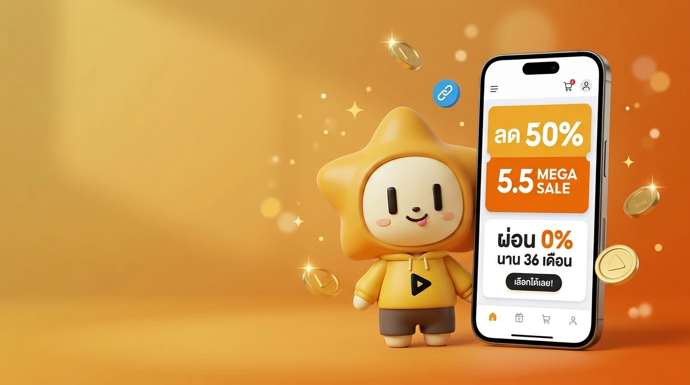 Screenshot mockup of a smartphone app showing 50% discount vouchers and 36-month installment options