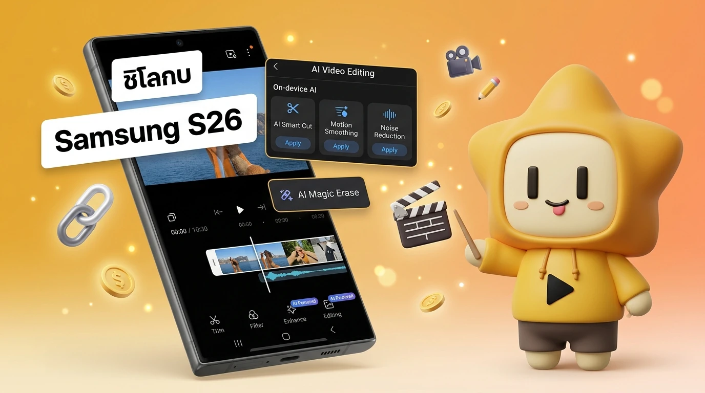 Close-up of Samsung Galaxy S26 Ultra showing the AI Video Editing interface