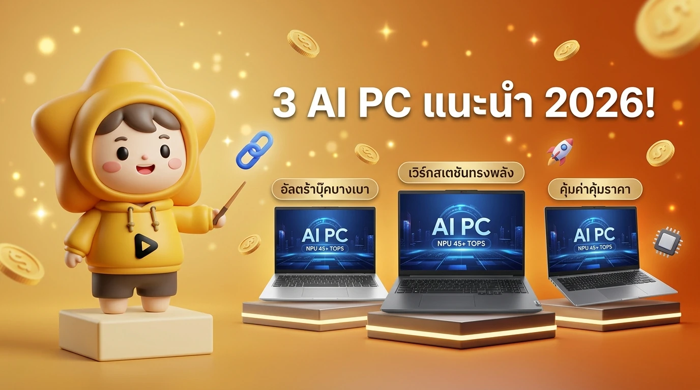 Showcase of 3 recommended AI PC laptops for 2026: a sleek ultrabook, a powerful workstation, and a value-for-money model