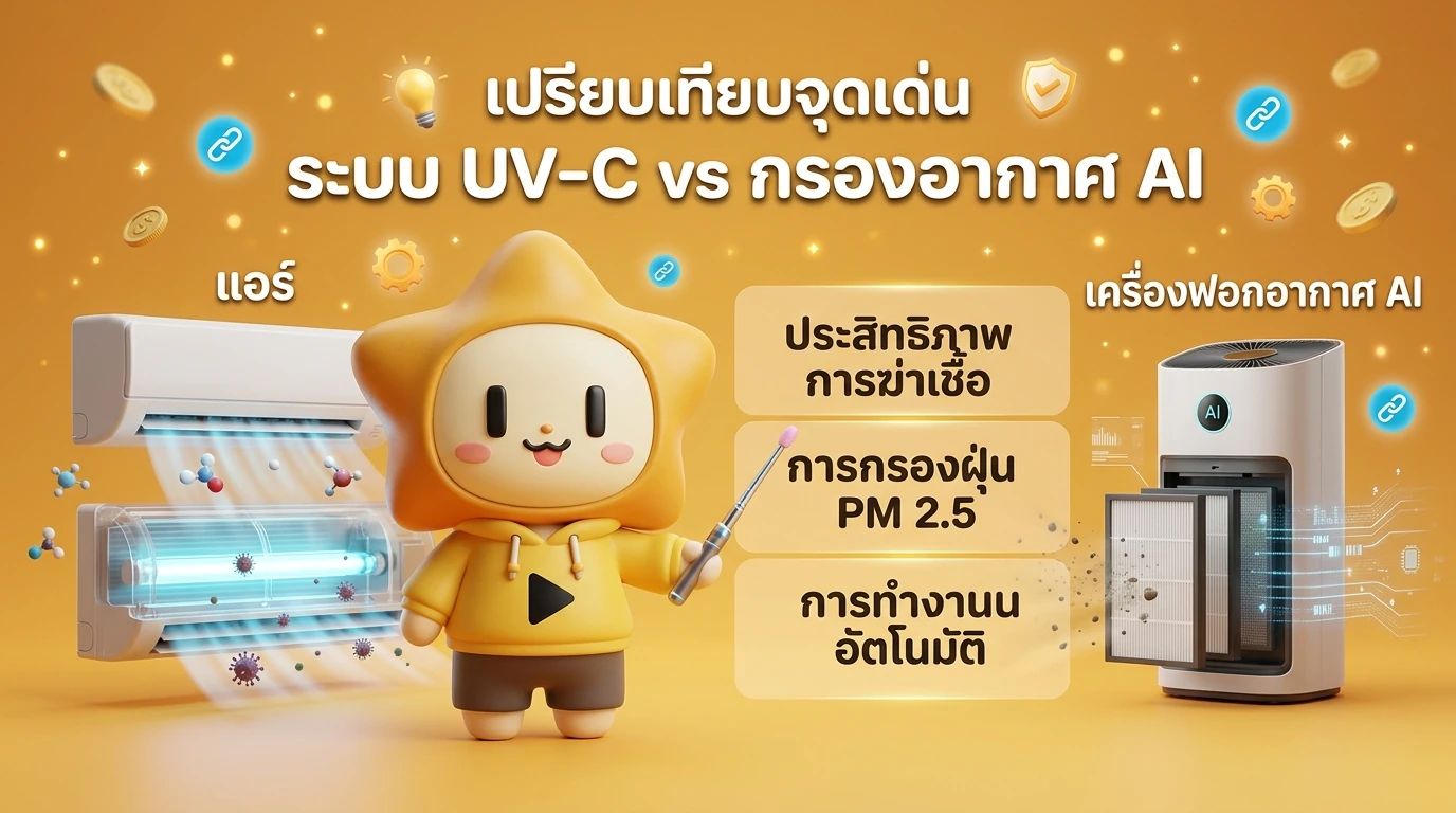 Comparison infographic showing the strengths of UV-C technology vs. AI filtration technology