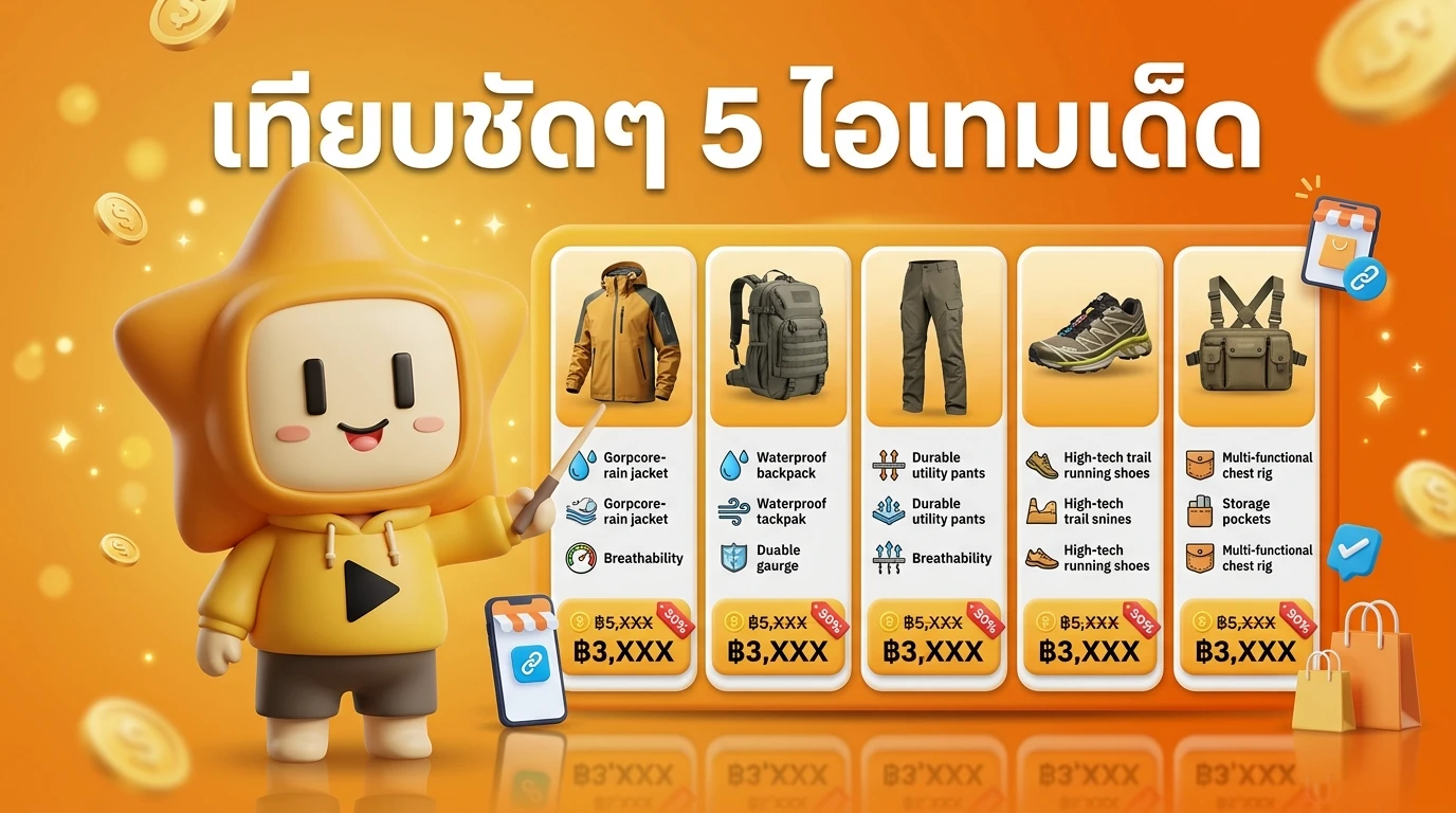Comparison chart/Infographic showing these 5 items with their key features and price range after discount