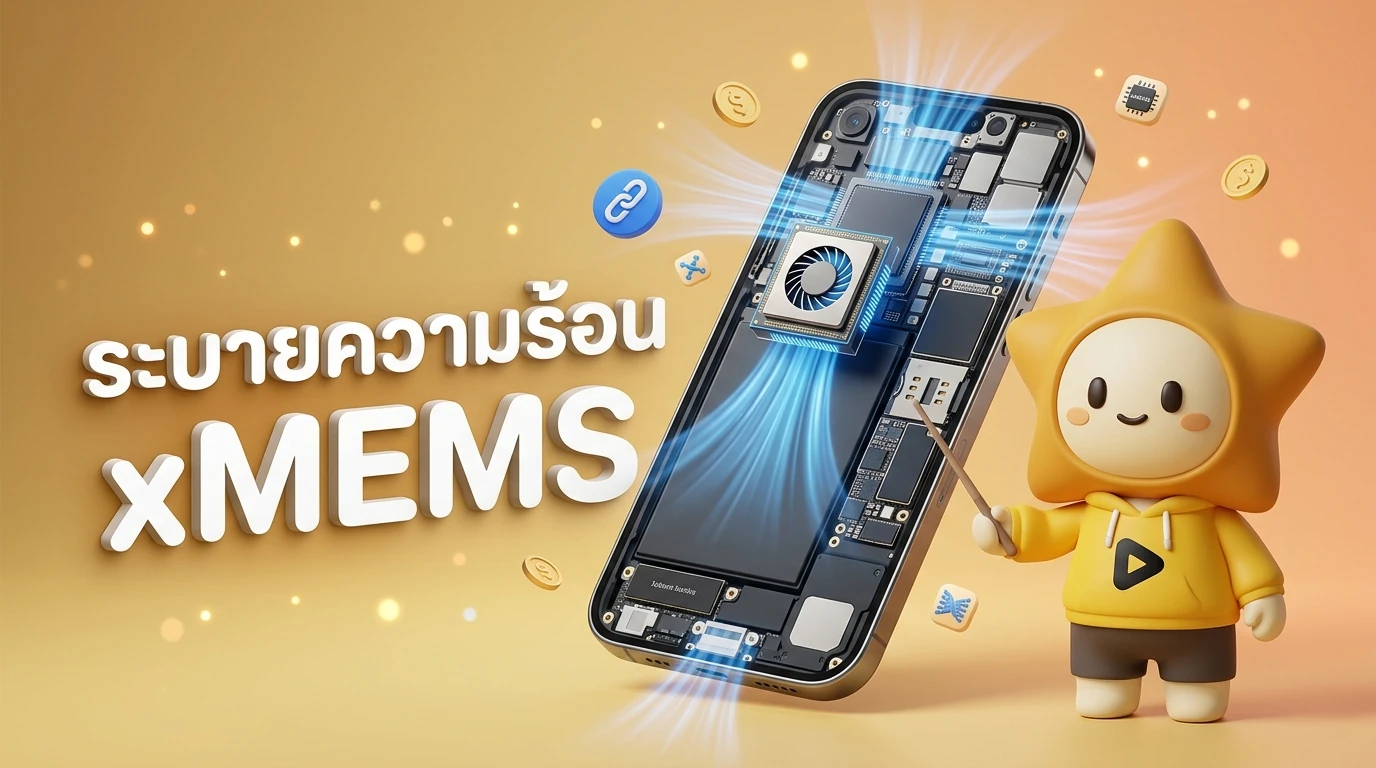 Infographic showing the cooling flow inside a phone with xMEMS chip, highlighting how it prevents "Thermal Throttling" during high-end gaming