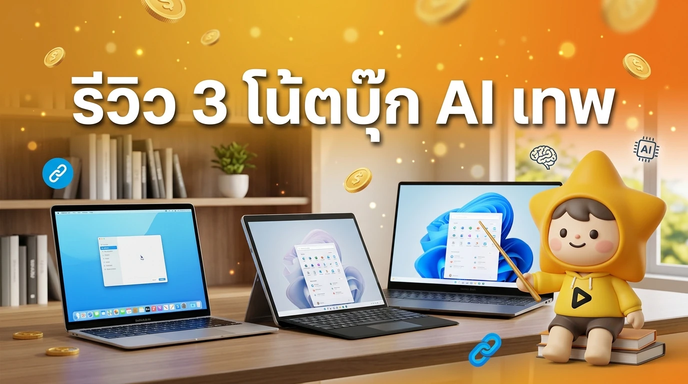 Showcase of MacBook Air M5, Surface Pro 12, and Galaxy Book 6 Ultra in a modern study environment
