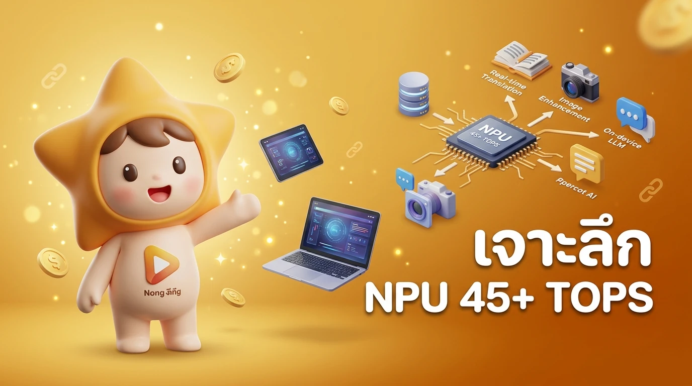 Infographic explaining what NPU 45+ TOPS means and how it processes AI tasks locally