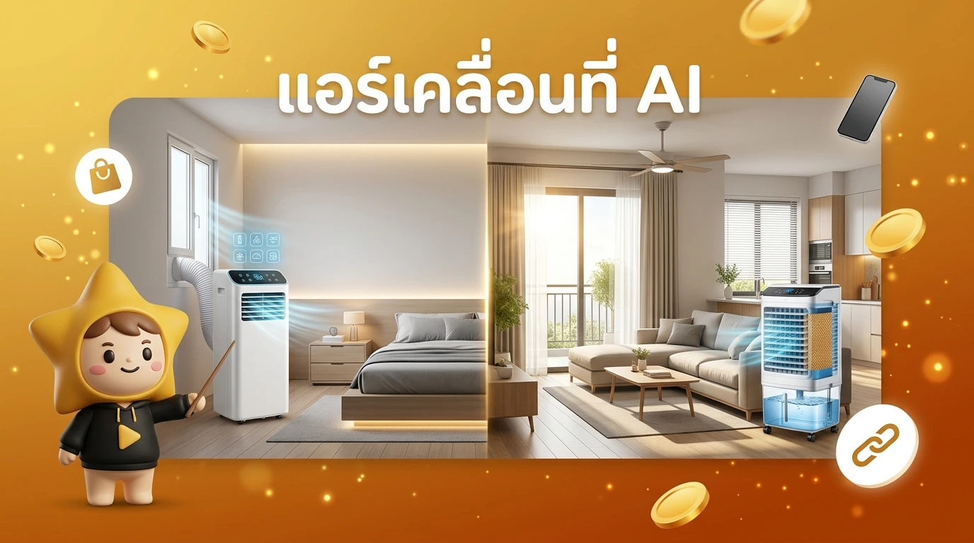 Comparison photo showing an AI Portable AC in a modern bedroom and a Hybrid Air Cooler in an open living room