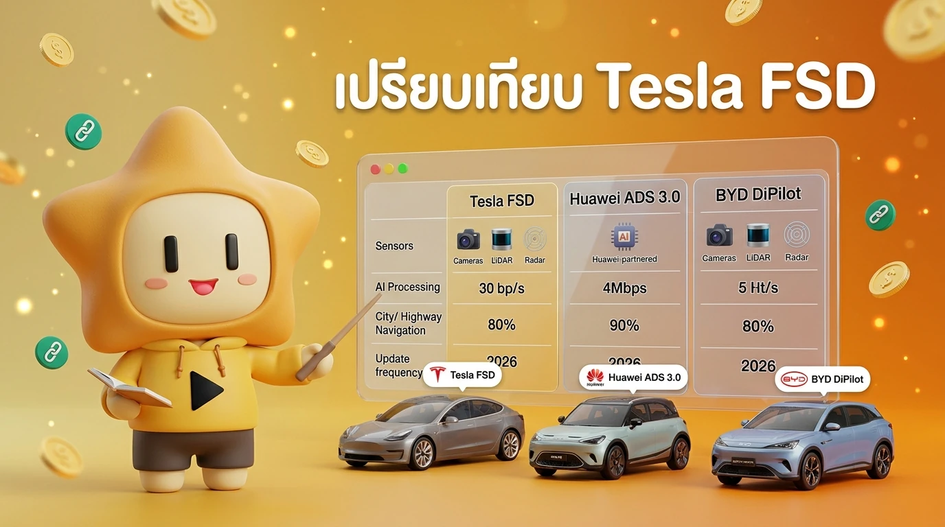 Comparison chart of Tesla FSD vs Huawei ADS 3.0 vs BYD DiPilot features in 2026