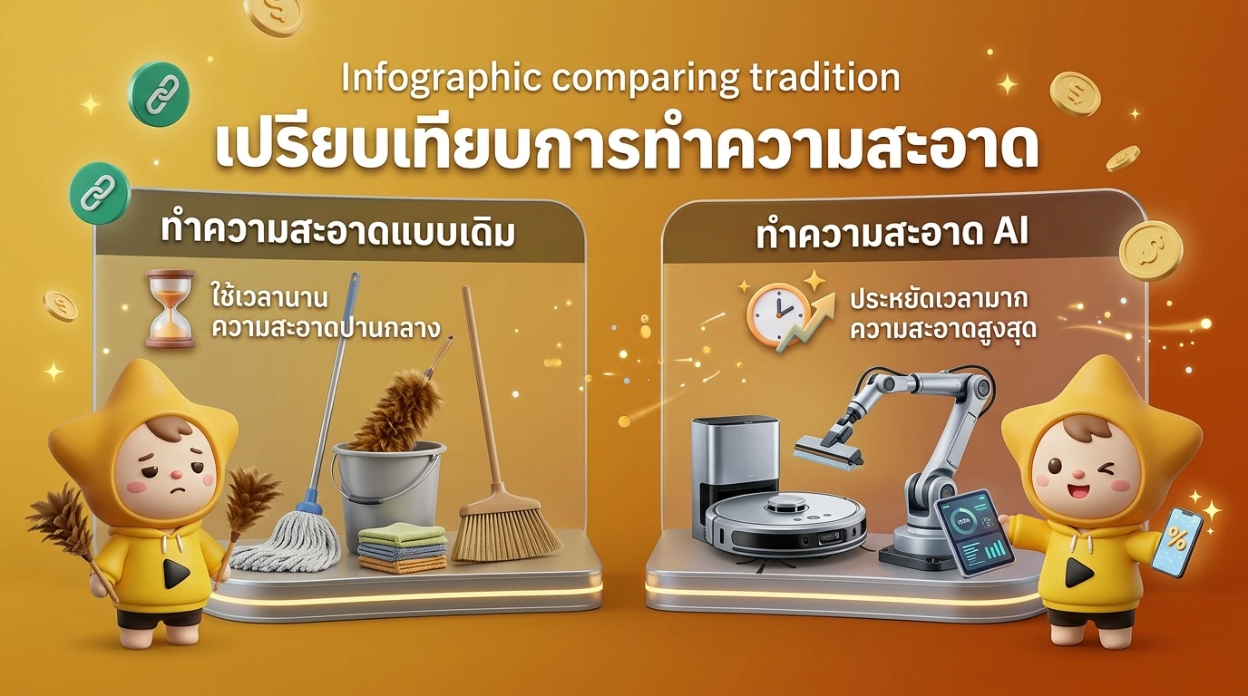 เปรียบเทียบการทำความสะอาดแบบเดิม vs AI