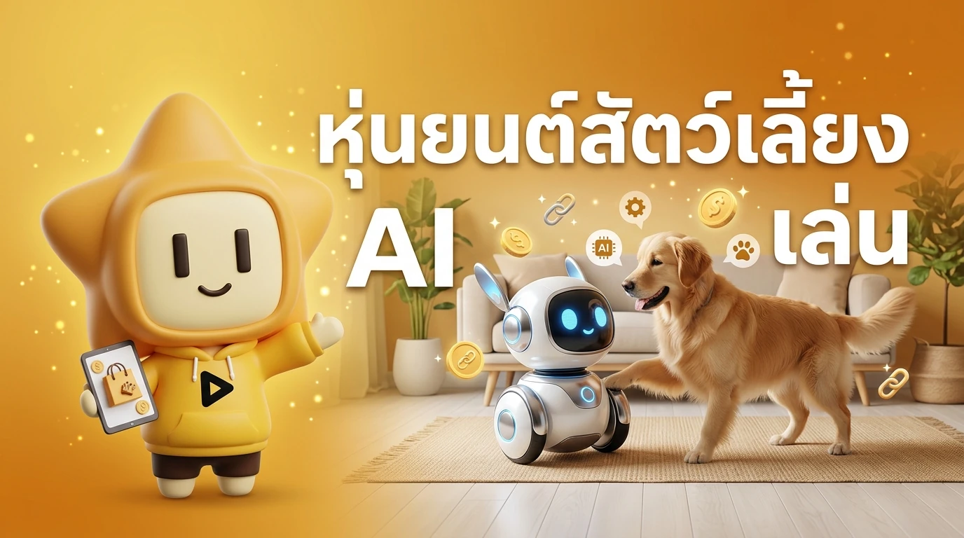 A futuristic AI pet robot playing with a Golden Retriever in a modern living room