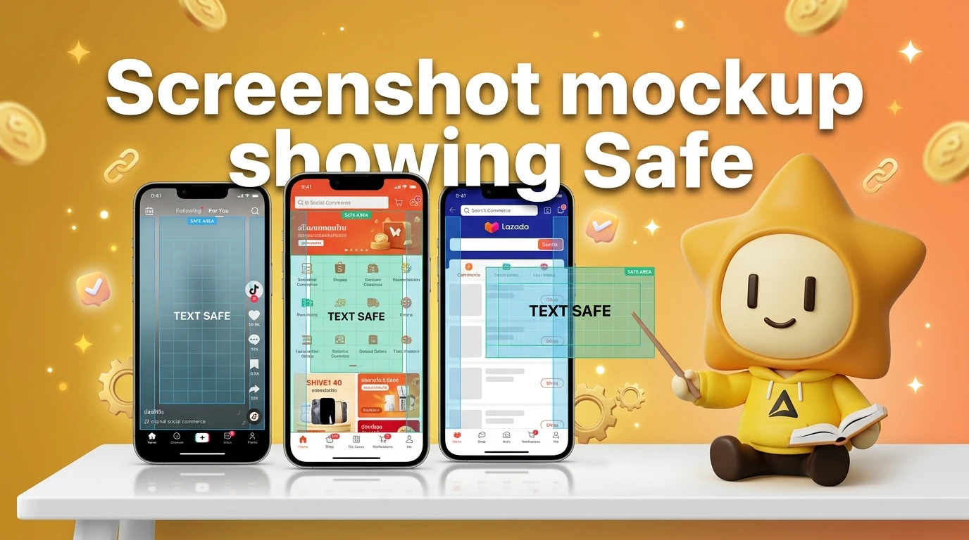 Screenshot mockup showing Safe Zones for text placement on different apps UI